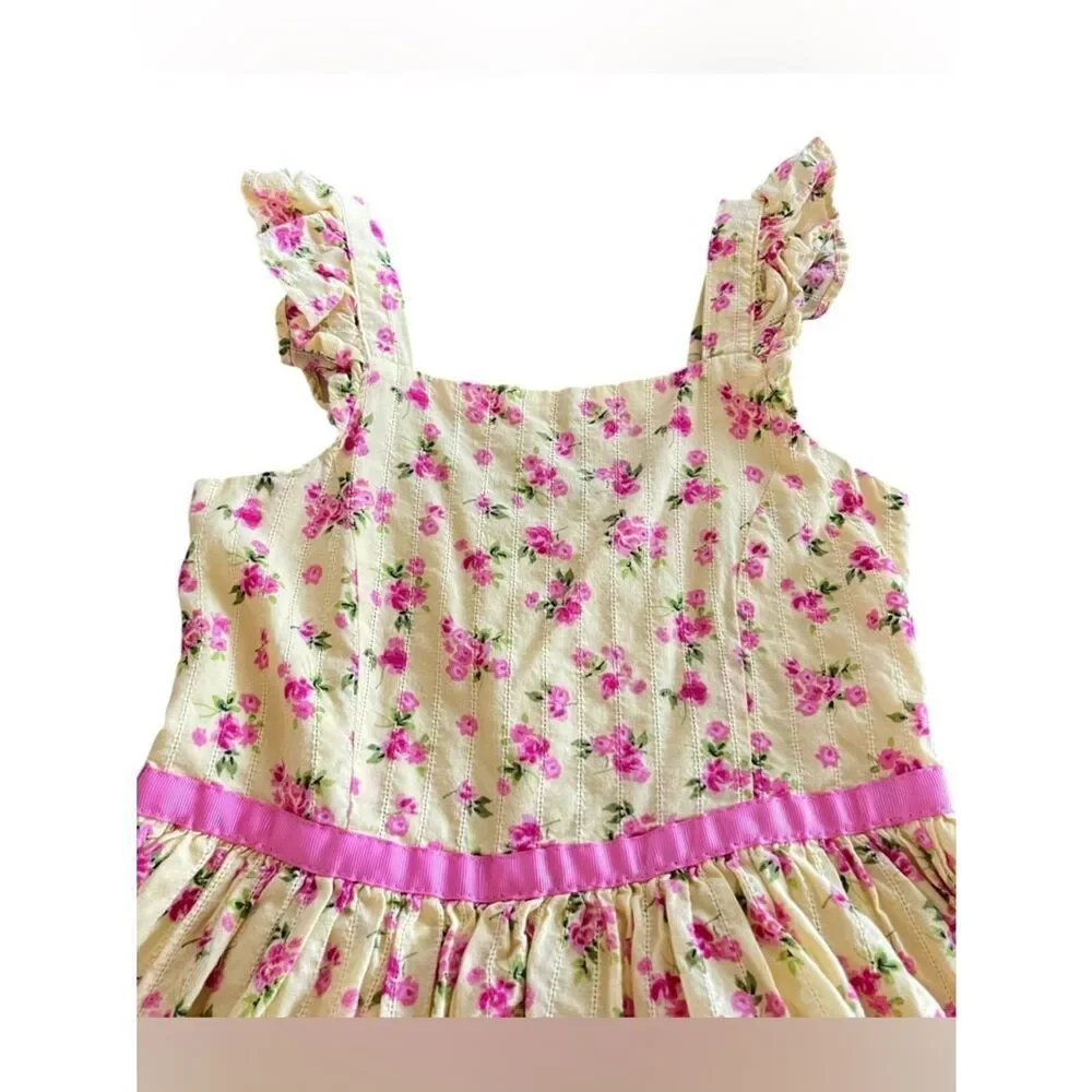 Zunie Girl Yellow Floral Ruffle Dress